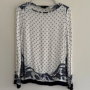 Zara White and Black Long Sleeve Top